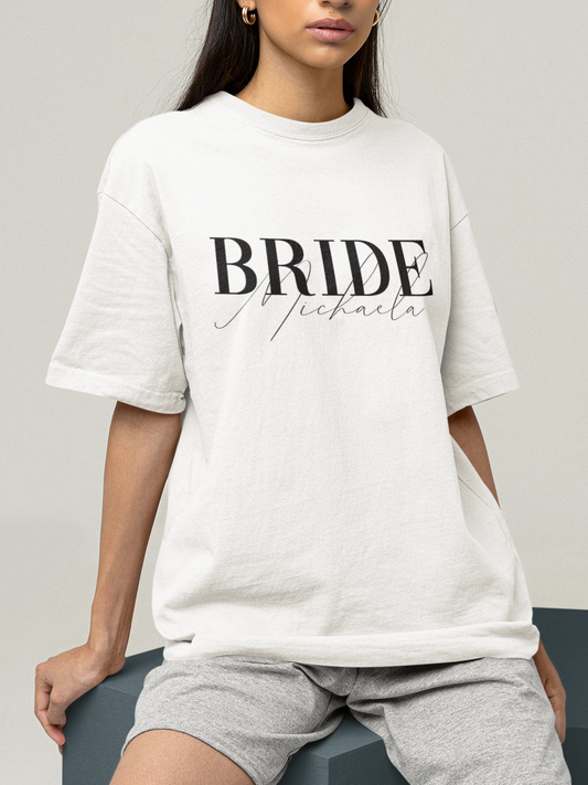 Signature Bride Printed T-Shirt In White/Black Maid Bridal