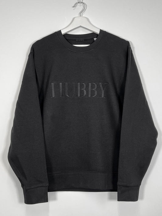 Hubby Bold Embroidered Sweatshirt in Black/Black - maidbridal