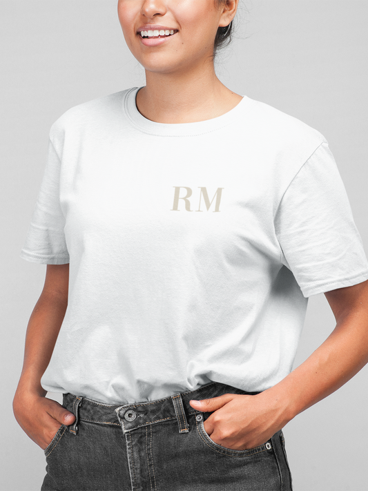 Bold Initial Embroidered T-Shirt in White Maid Bridal