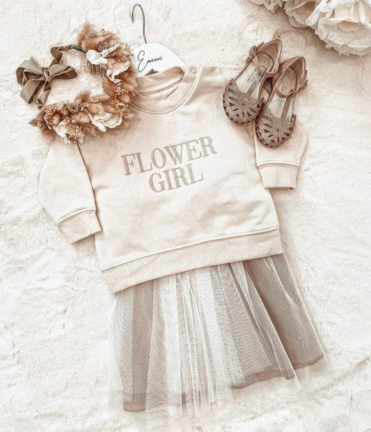 Bold Flower Girl Embroidered Baby Sweatshirt - maidbridal