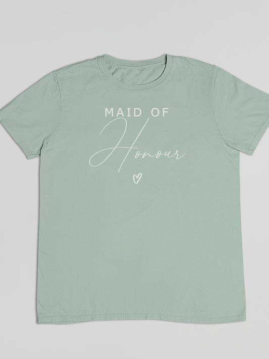 Heart Maid Of Honour T-Shirt - maidbridalSAGE