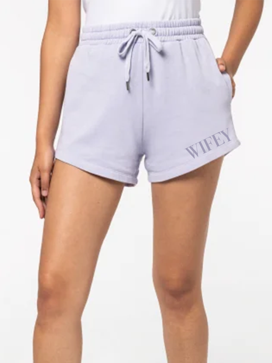 Bold Wifey Faded Terry Shorts Maid Bridal Lilac model