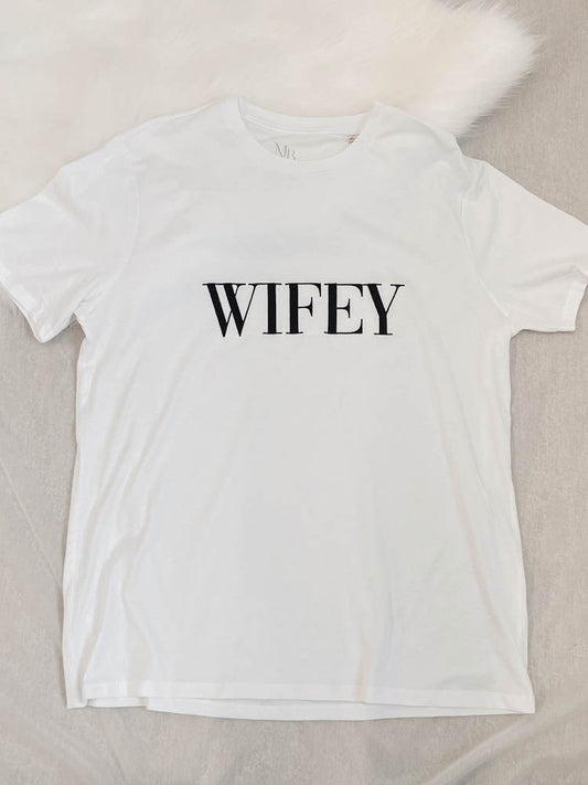 SAMPLE SALE - Bold Wifey T-Shirt in White/Black - 2XL - maidbridal