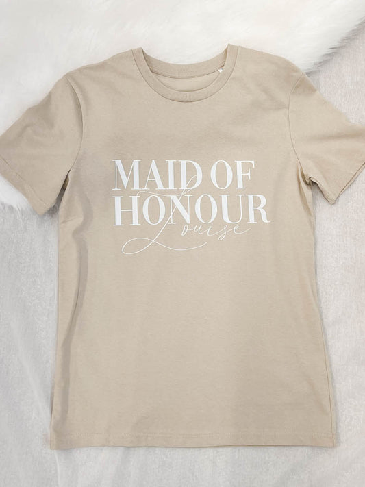 SAMPLE SALE - Signature Maid Of Honour Louise T-Shirt in Sand - XS - maidbridal