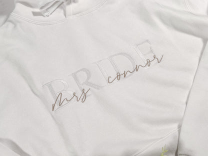 Custom Bride Cropped Hoodie | Bride To Be Outfit | Bridal Shower Jumper | Hen Do Sweat | Customised Engagement Gift | Bridal Party Present - maidbridal