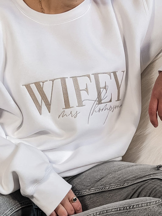 maid bridal wifey sweatshirt with personalisation customized jumper in bronze