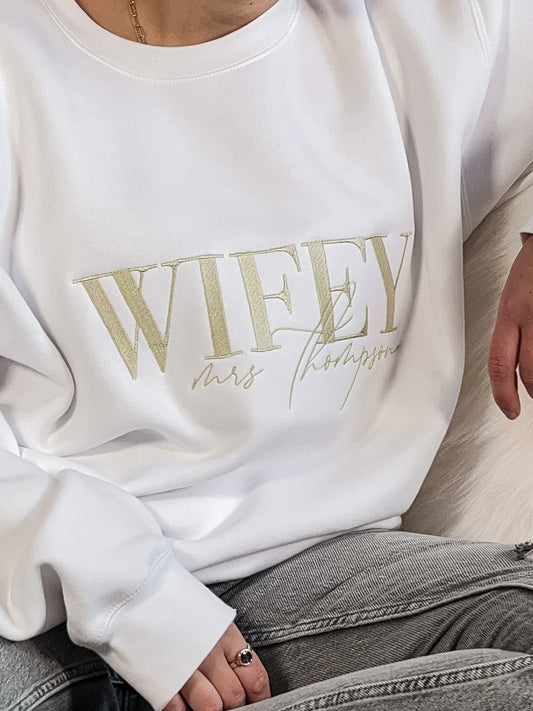 maid bridal wifey sweatshirt with personalisation customized jumper in sage