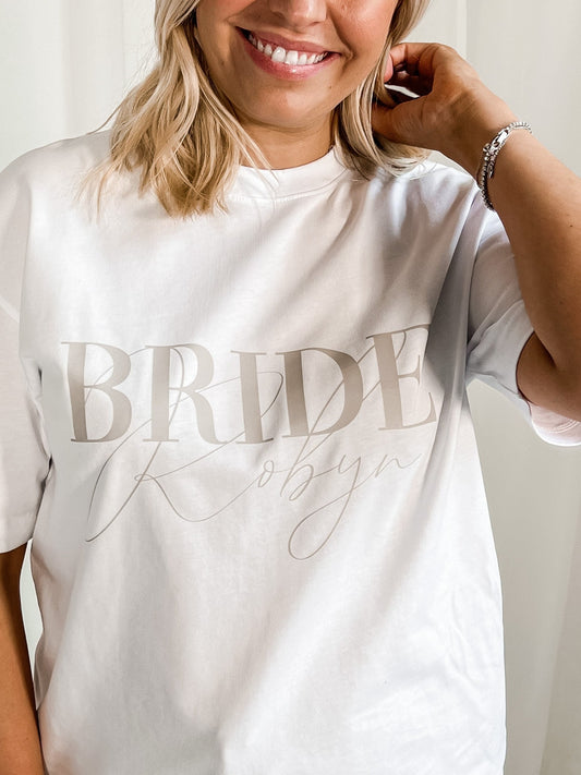 maid bridal t-shirt for bride to be with signature personalisation 