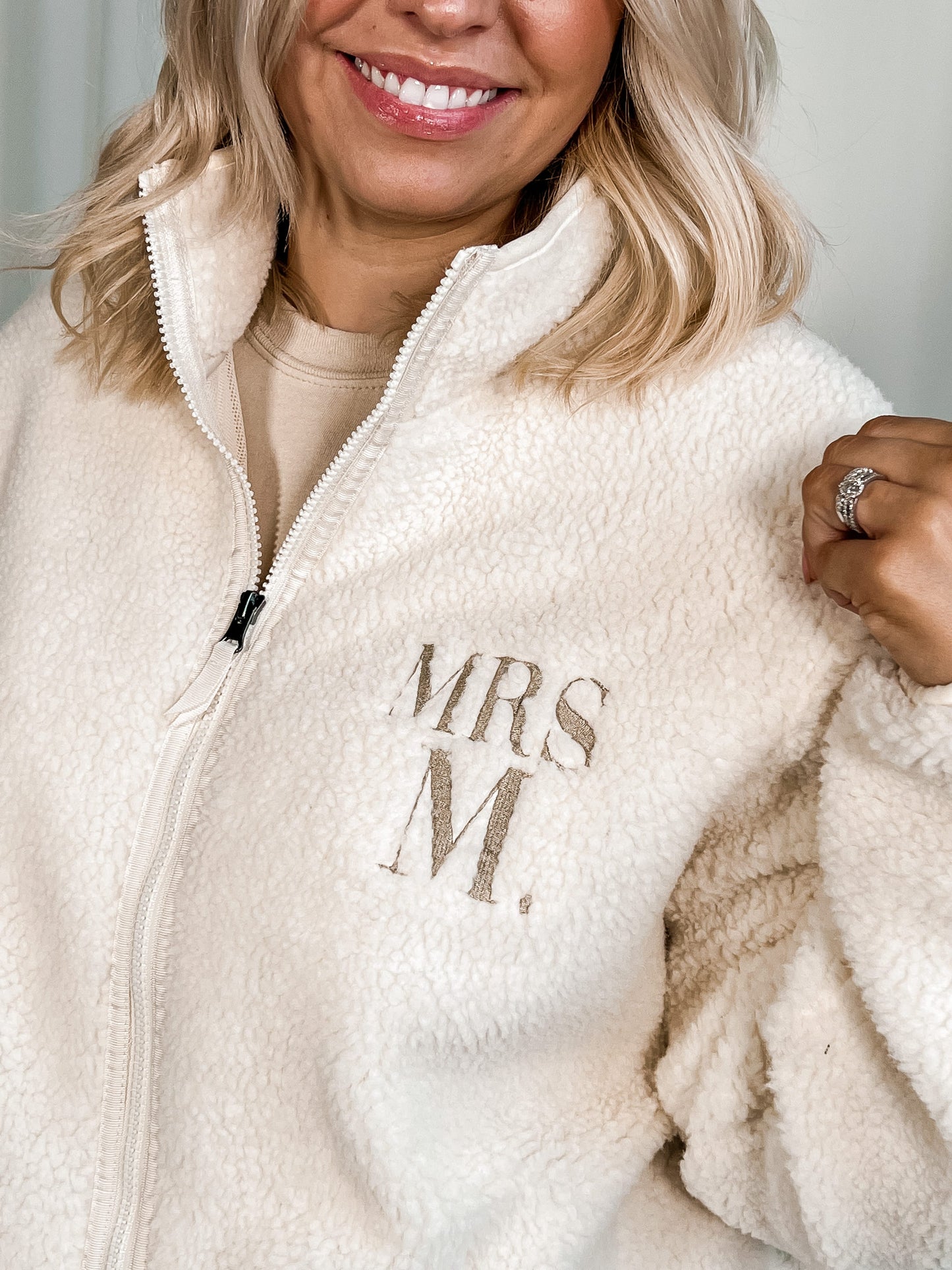 Bold Personalised Mrs. Initial Sherpa Jacket - maidbridal