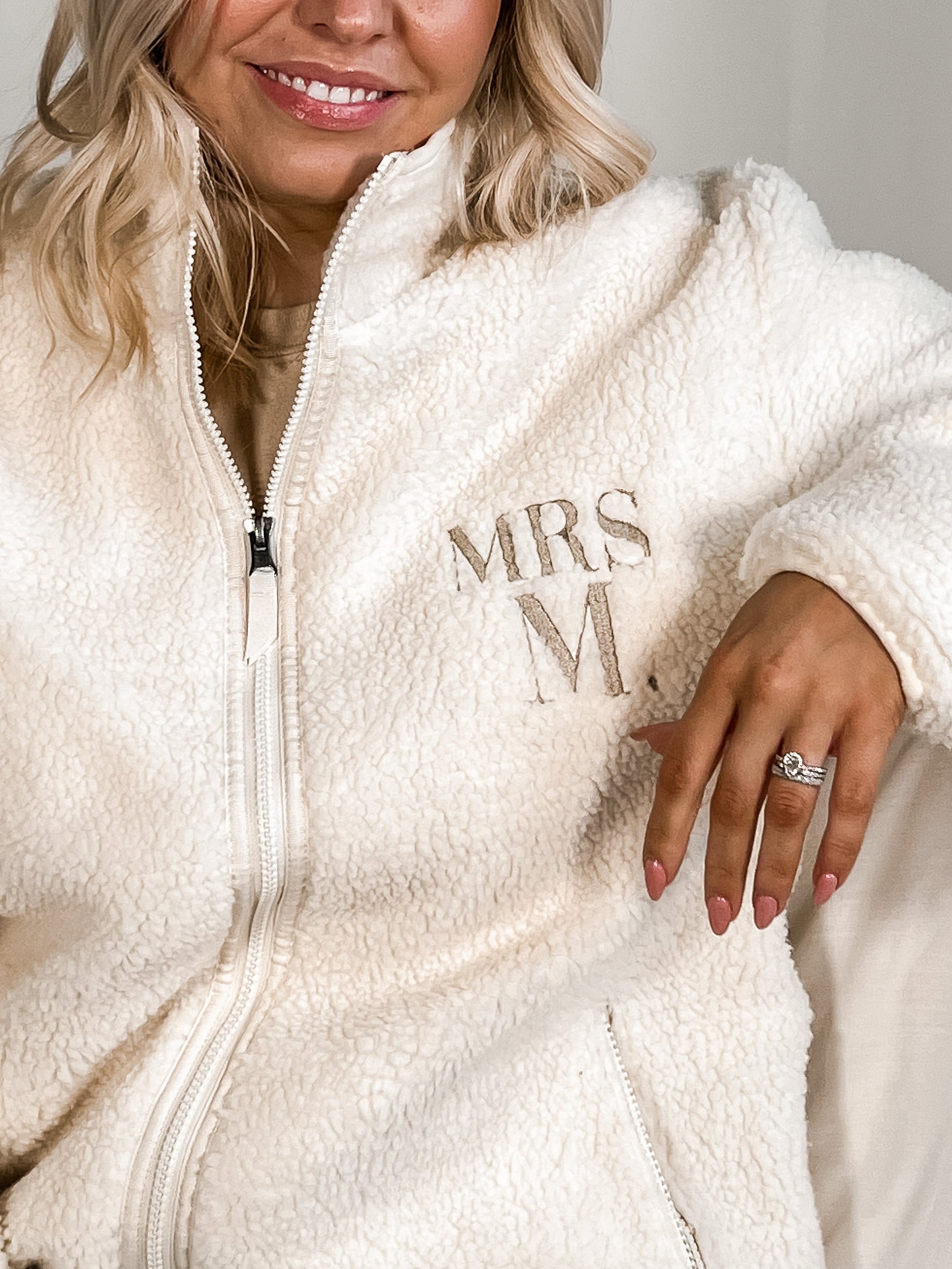 Bold Personalised Mrs. Initial Sherpa Jacket - maidbridal