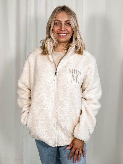 Bold Personalised Mrs. Initial Sherpa Jacket - maidbridal