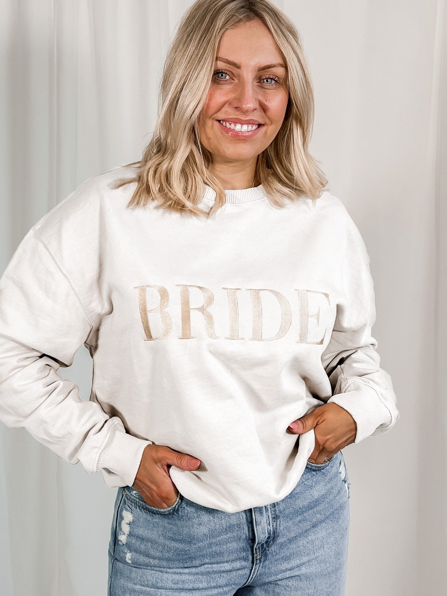 maid bridal white sweatshirt for bride to be champagne 